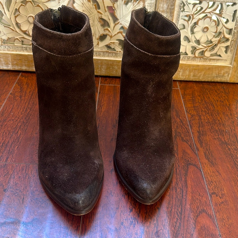 a voce suede leather brown booties. Size 8